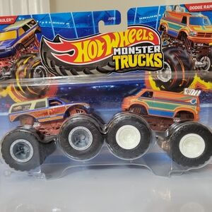 Hot Wheels Monster Trucks Town Hauler & Dodge Ram Van Diecast Car 2-Pack